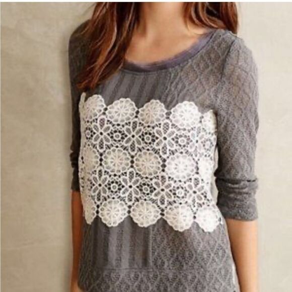 Anthropologie Meadow Rue Crochet Overlay Sweater - Size Small - Picture 4 of 6